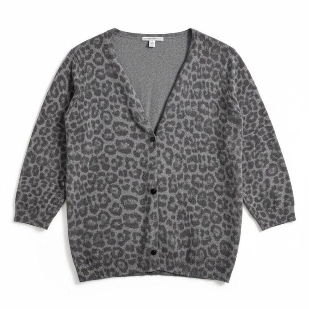 Isaac Mizrahi Live! gray leopard print cardigan